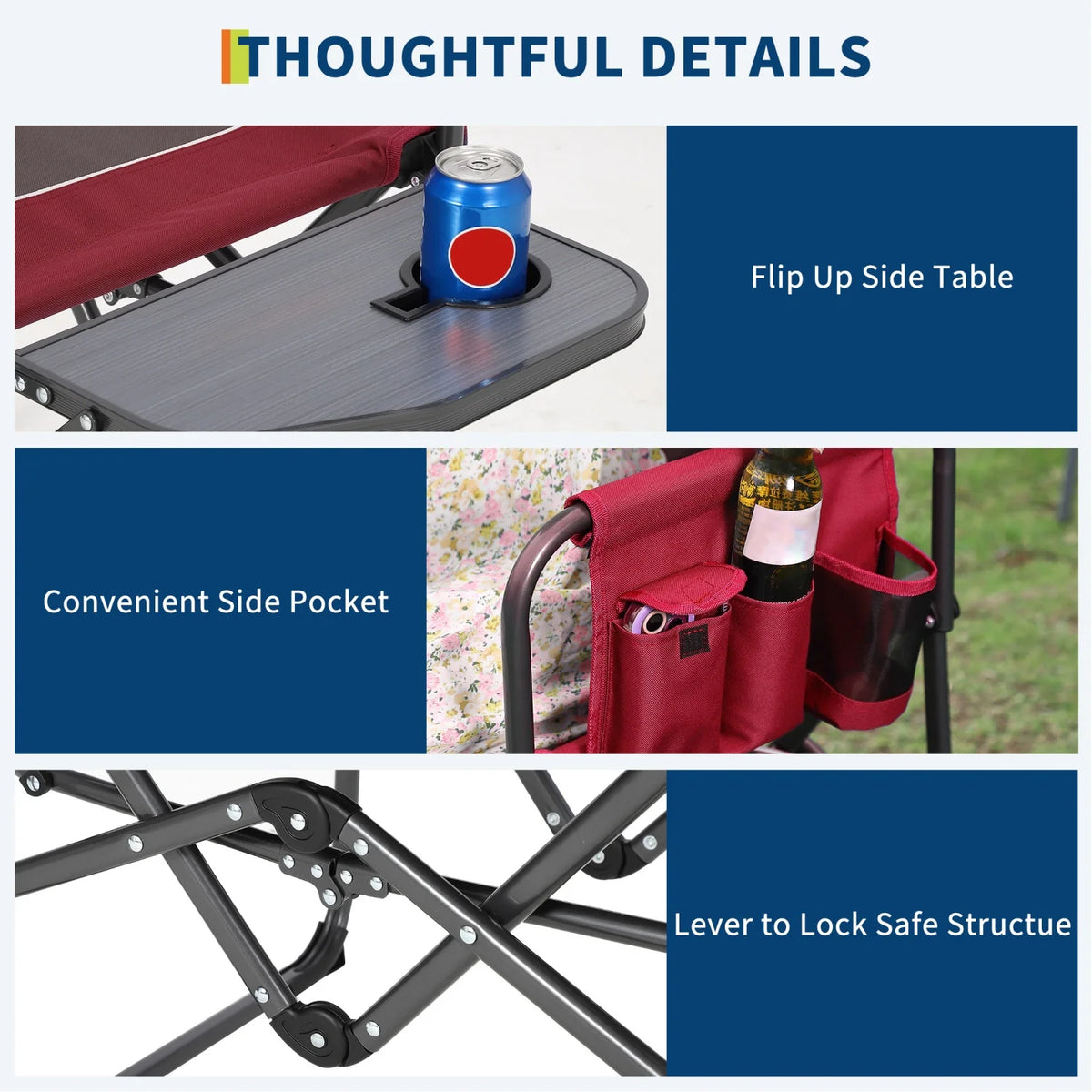 HiMISS Heavy Duty Folding Director Chair With Side Table