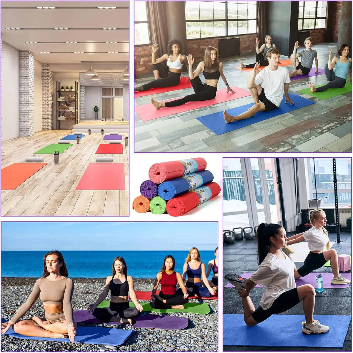 12 Pieces Non Slip Yoga Mats For Indoor Exercise Training