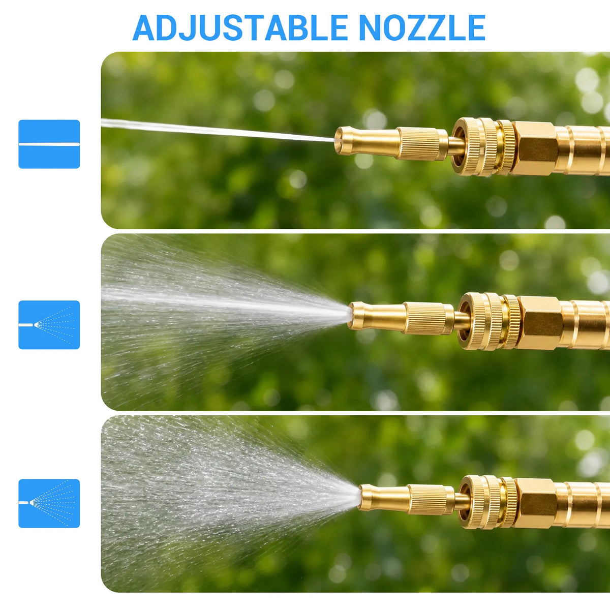 HiMISS Heavy Duty Stainless Steel Garden Hose Adjustable Brass Nozzle