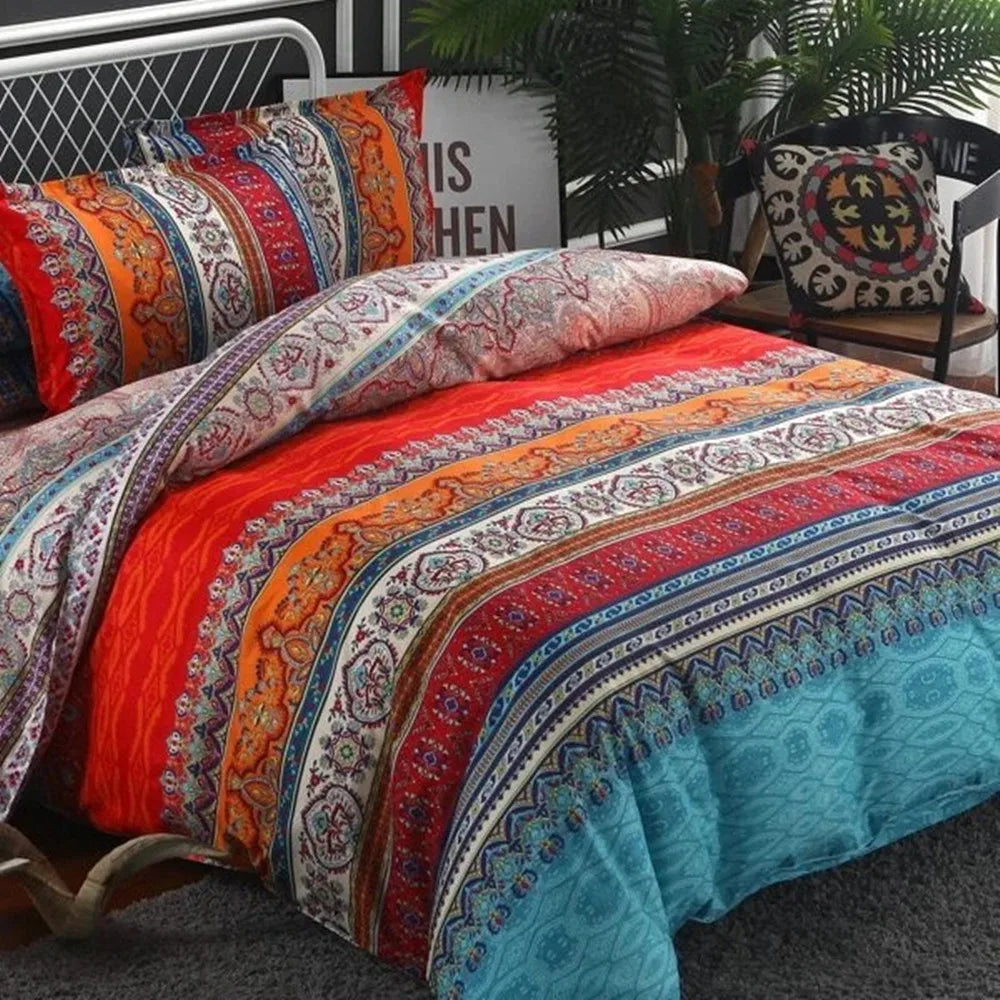 Brushed Microfiber Boho Duvet Cover and Two Pillowcases