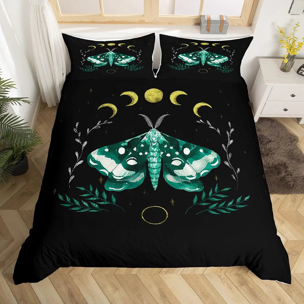 Gothic Moth Mushroom Microfiber Duvet Cover Set Ultra Soft Lightweight