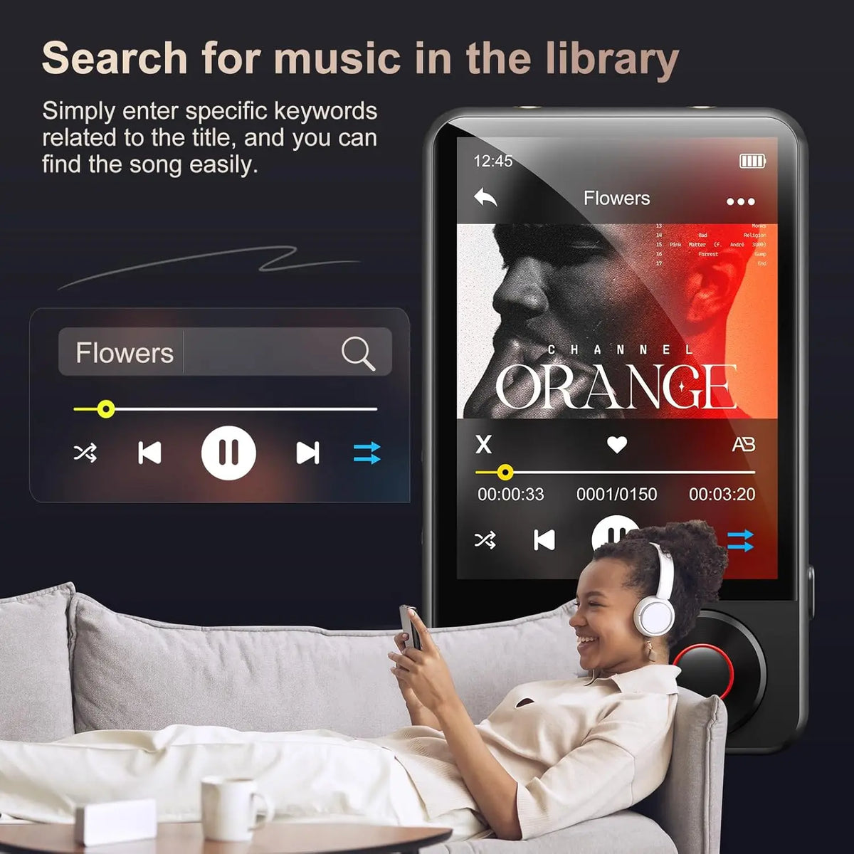 Mechen Portable MP3 Player Featuring Bluetooth Stereo Audio