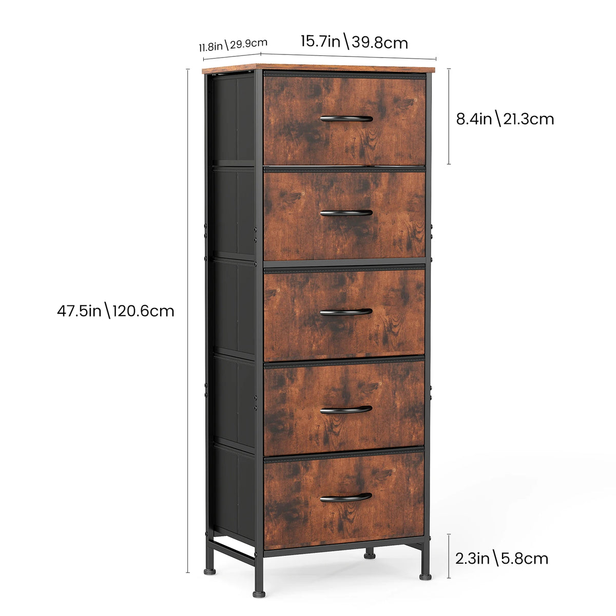 JHK Modern Five Fabric Drawers Storage Cabinet With Steel Frame