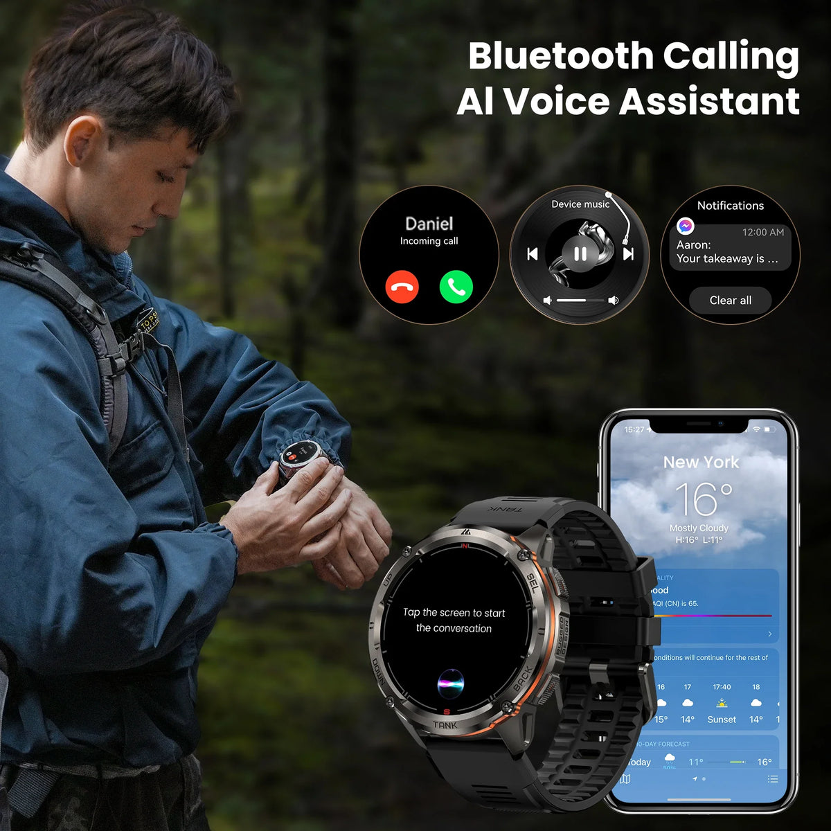 KOSPET Tank T3 Ultra GPS Smart Watch Featuring Bluetooth Calling