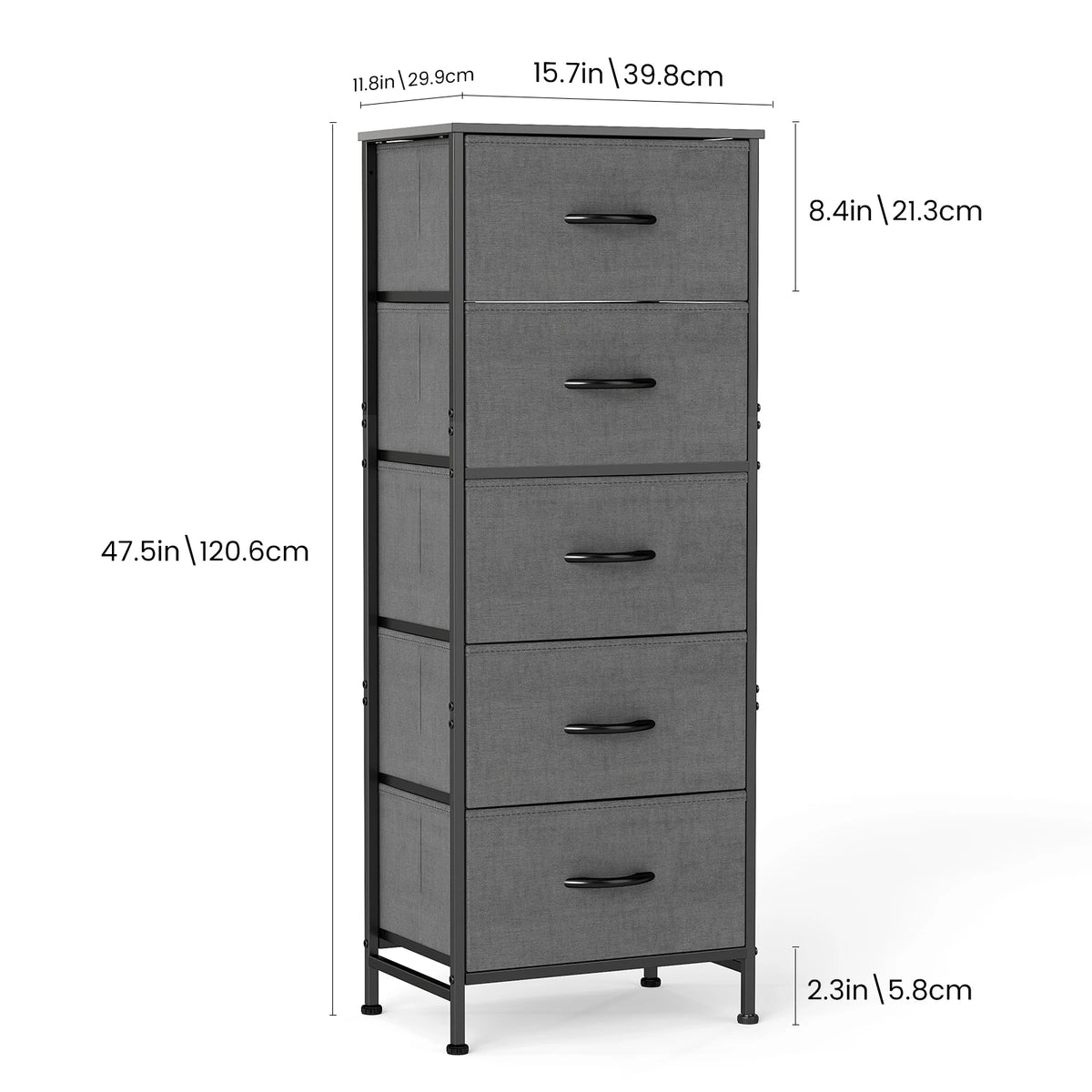JHK Modern Five Fabric Drawers Storage Cabinet With Steel Frame
