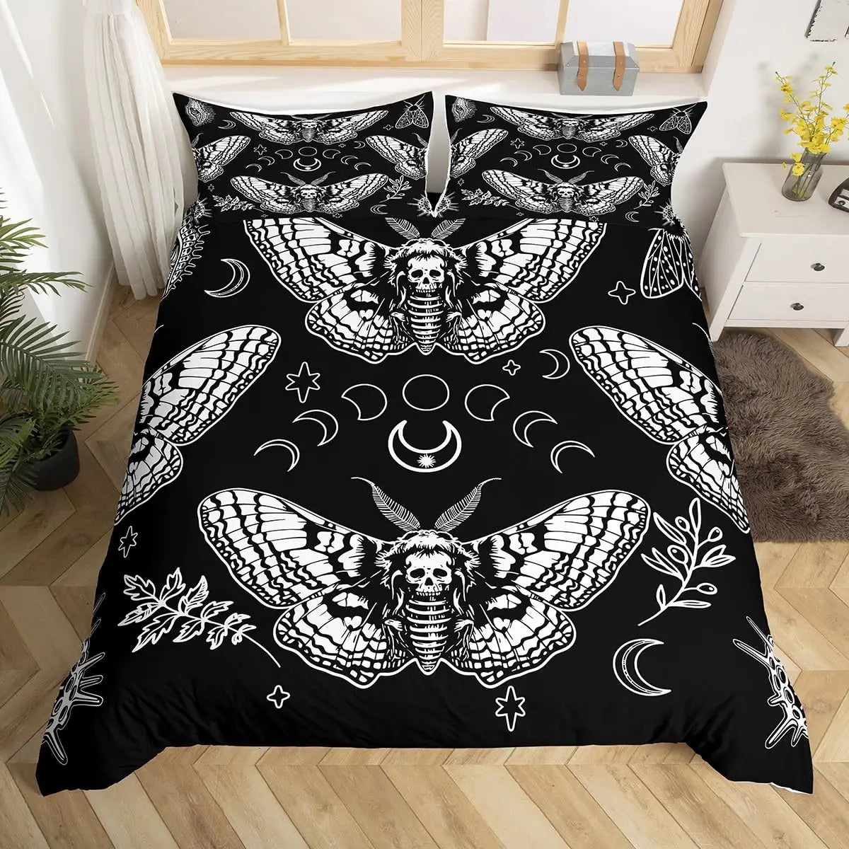 Gothic Moth Mushroom Microfiber Duvet Cover Set Ultra Soft Lightweight