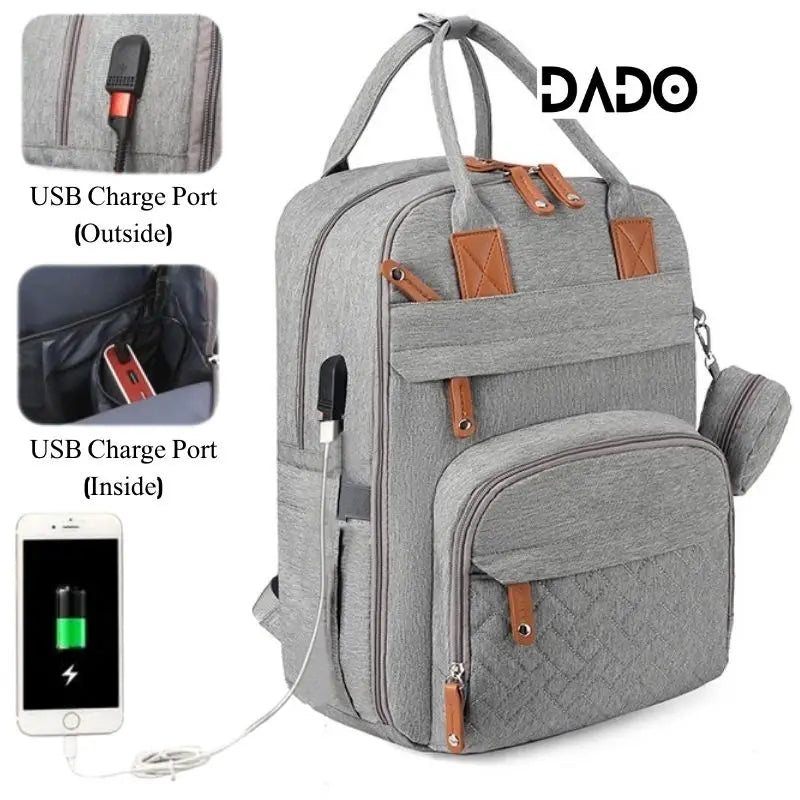 Waterproof Diaper Backpack With Changing Pad And Stroller Straps
