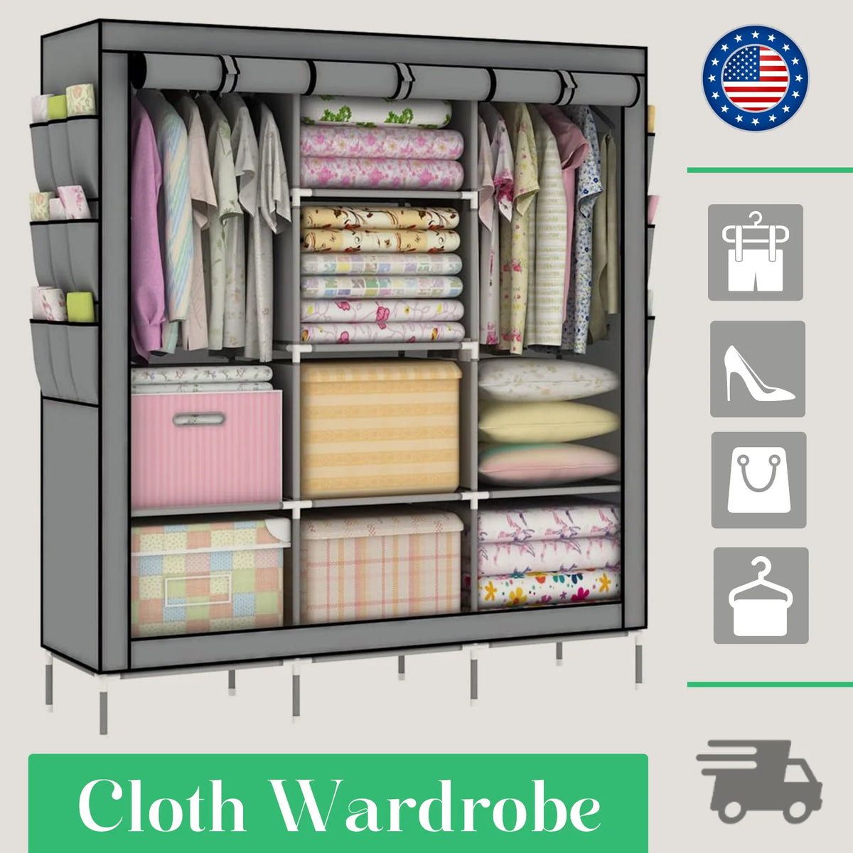 Foldable Nonwoven Fabric Closet Wardrobe Storage Organizer