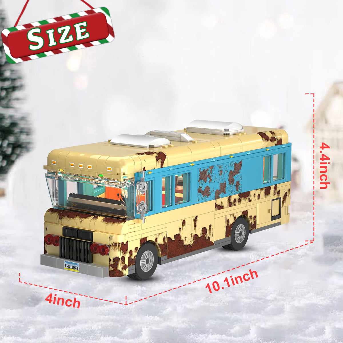 Christmas Rv Building Blocks Set With Led Snow Village