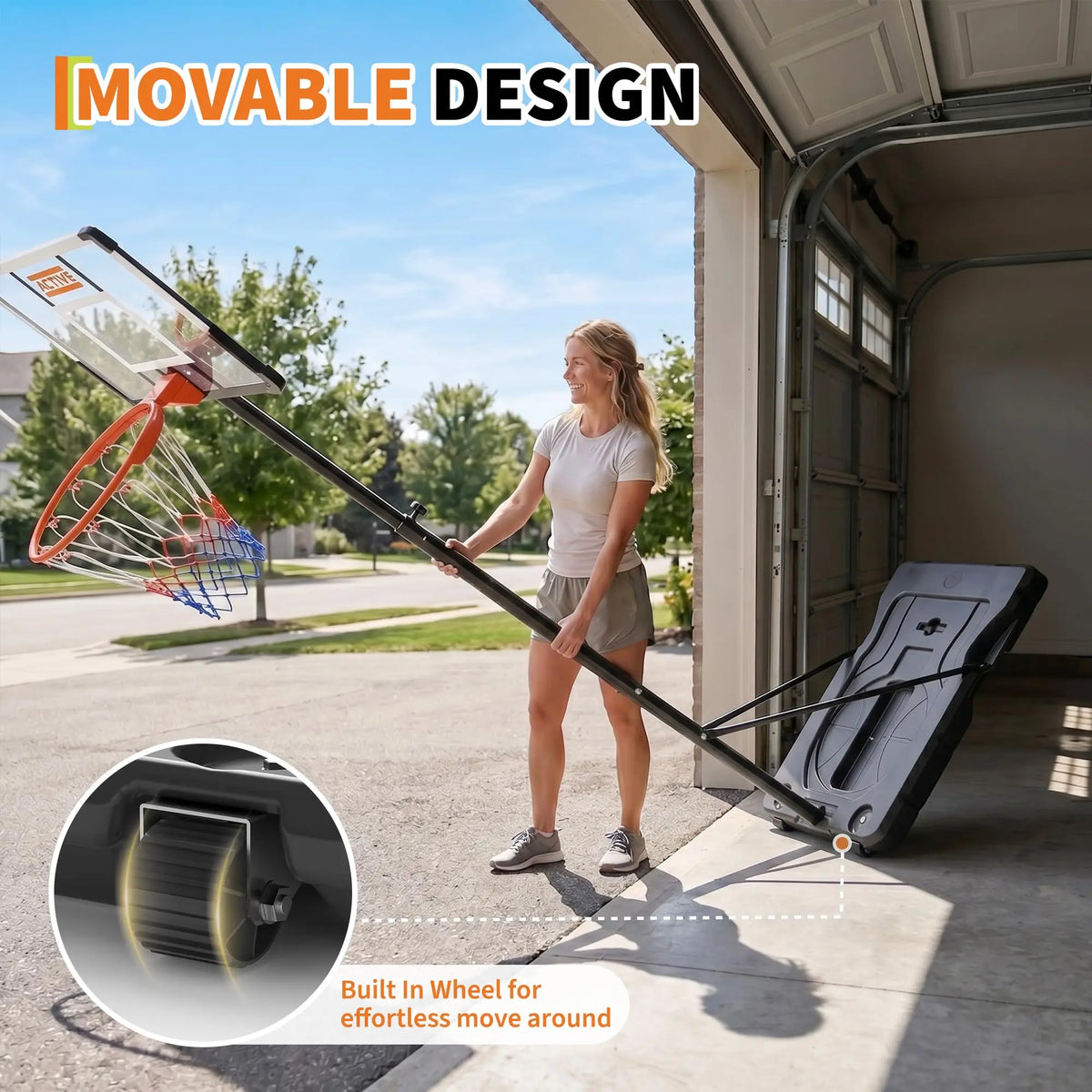 HiMiss Portable Adjustable Basketball Hoop With Wheels And Net