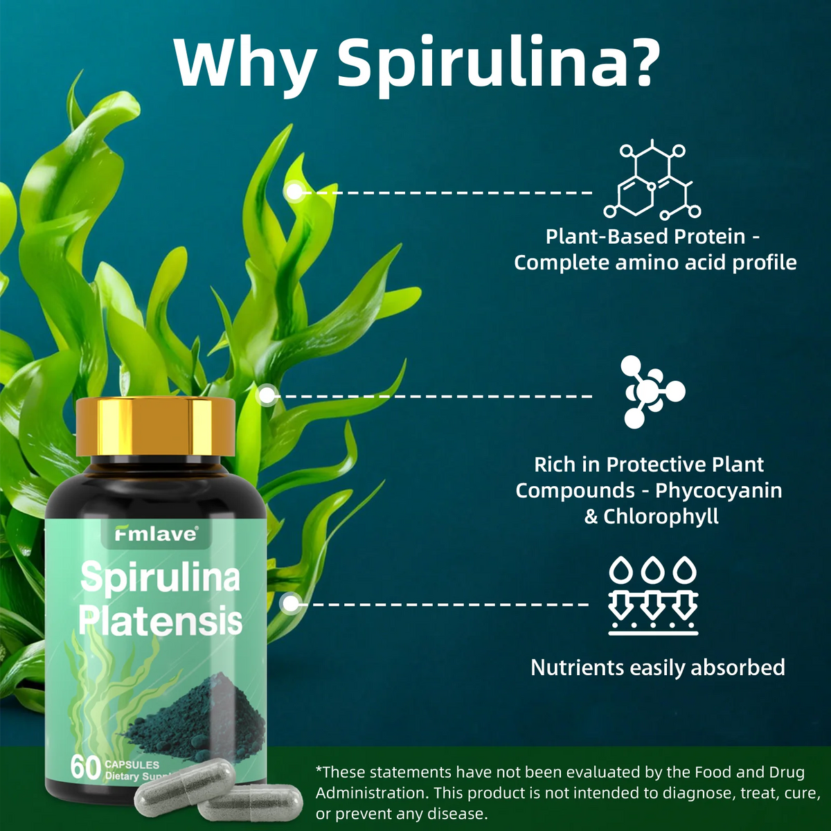 Fmlave Organic Spirulina Superfood Supplement With Energy And Immune Support