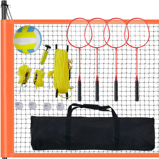 Professional Outdoor Volleyball And Badminton Combo Set With Carry Bag