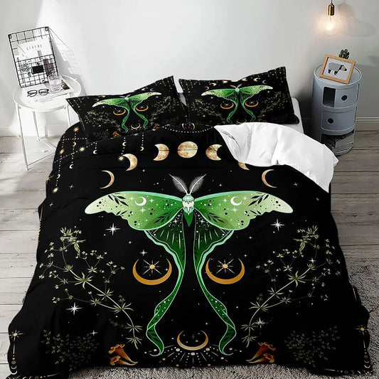 Gothic Moth Mushroom Microfiber Duvet Cover Set Ultra Soft Lightweight