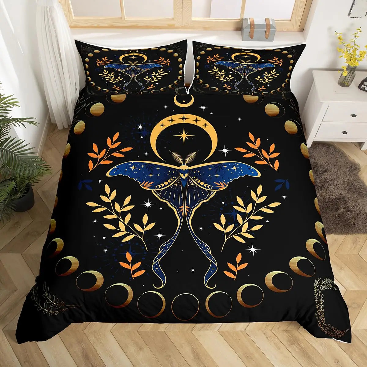 Gothic Moth Mushroom Microfiber Duvet Cover Set Ultra Soft Lightweight